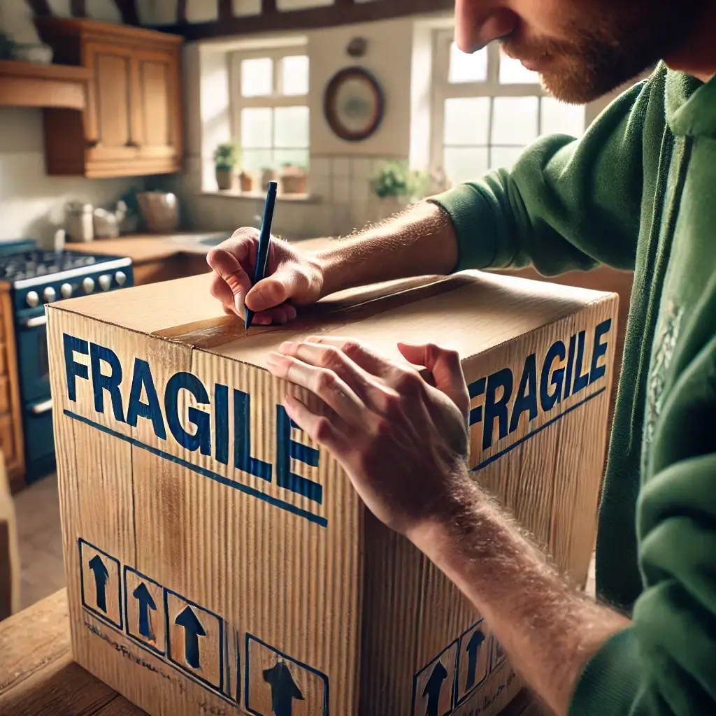 Ealing removal man packing a box